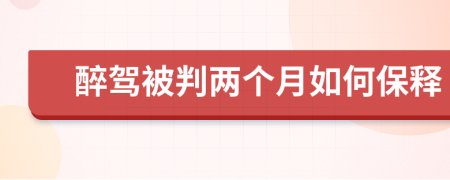 醉驾被判两个月如何保释