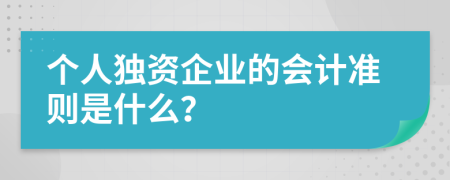 个人独资企业的会计准则是什么？