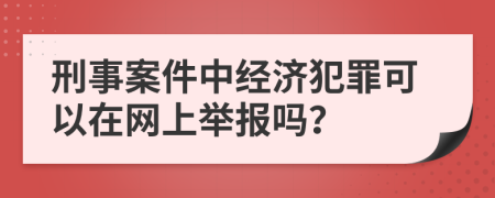 刑事案件中经济犯罪可以在网上举报吗？