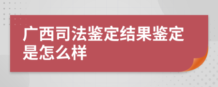 广西司法鉴定结果鉴定是怎么样