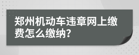 郑州机动车违章网上缴费怎么缴纳？