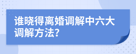 谁晓得离婚调解中六大调解方法？