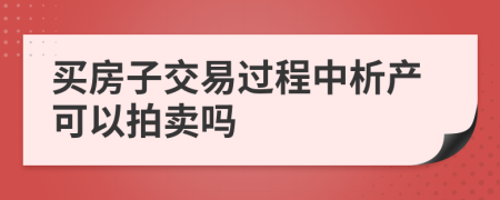 买房子交易过程中析产可以拍卖吗