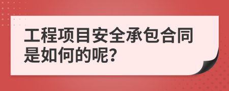 工程项目安全承包合同是如何的呢？