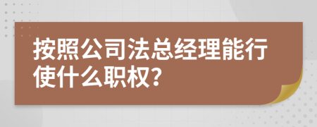 按照公司法总经理能行使什么职权？