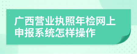 广西营业执照年检网上申报系统怎样操作