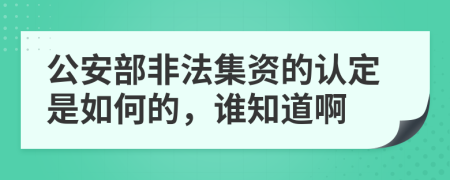 公安部非法集资的认定是如何的，谁知道啊