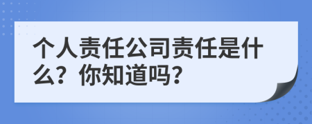 个人责任公司责任是什么？你知道吗？