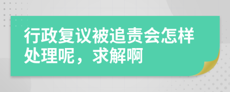 行政复议被追责会怎样处理呢，求解啊