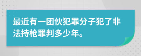 最近有一团伙犯罪分子犯了非法持枪罪判多少年。