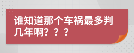 谁知道那个车祸最多判几年啊？？？
