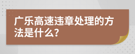 广乐高速违章处理的方法是什么？