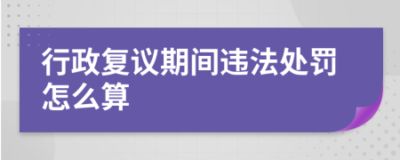 行政复议期间违法处罚怎么算