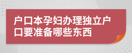 户口本孕妇办理独立户口要准备哪些东西