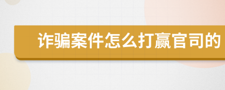 诈骗案件怎么打赢官司的