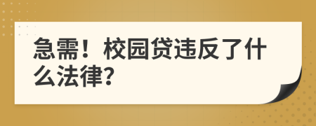 急需！校园贷违反了什么法律？