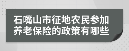 石嘴山市征地农民参加养老保险的政策有哪些