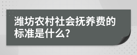 潍坊农村社会抚养费的标准是什么？