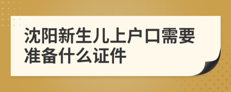 沈阳新生儿上户口需要准备什么证件