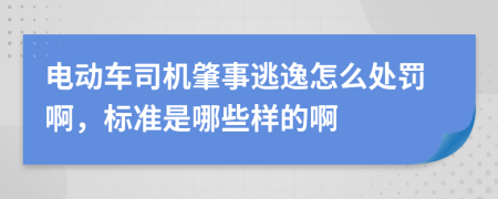 电动车司机肇事逃逸怎么处罚啊，标准是哪些样的啊