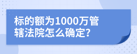 标的额为1000万管辖法院怎么确定？