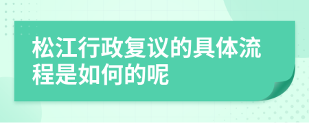 松江行政复议的具体流程是如何的呢