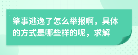 肇事逃逸了怎么举报啊，具体的方式是哪些样的呢，求解