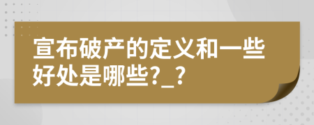 宣布破产的定义和一些好处是哪些?_?