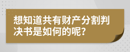 想知道共有财产分割判决书是如何的呢？