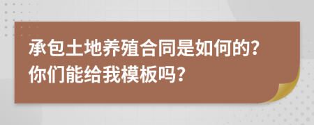 承包土地养殖合同是如何的？你们能给我模板吗？