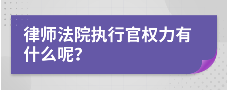 律师法院执行官权力有什么呢？