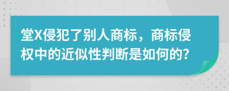 堂X侵犯了别人商标，商标侵权中的近似性判断是如何的？