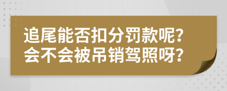 追尾能否扣分罚款呢？会不会被吊销驾照呀？