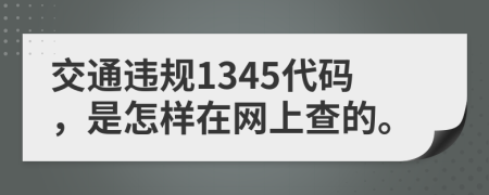 交通违规1345代码，是怎样在网上查的。