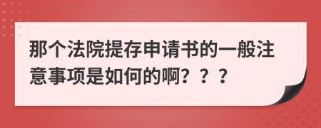 那个法院提存申请书的一般注意事项是如何的啊？？？