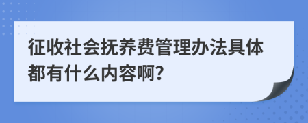 征收社会抚养费管理办法具体都有什么内容啊？