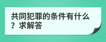 共同犯罪的条件有什么？求解答