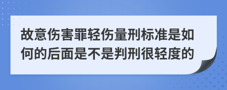 故意伤害罪轻伤量刑标准是如何的后面是不是判刑很轻度的