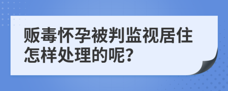 贩毒怀孕被判监视居住怎样处理的呢？