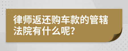 律师返还购车款的管辖法院有什么呢？