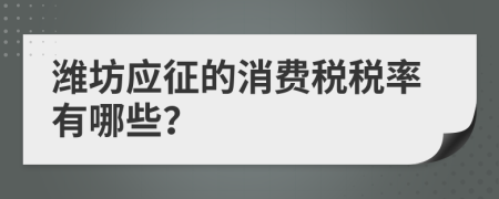 潍坊应征的消费税税率有哪些？