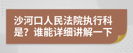 沙河口人民法院执行科是？谁能详细讲解一下