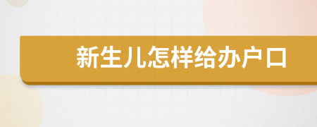 新生儿怎样给办户口