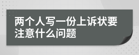 两个人写一份上诉状要注意什么问题