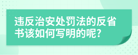 违反治安处罚法的反省书该如何写明的呢?