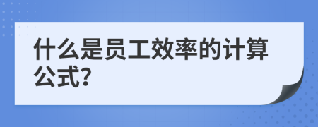 什么是员工效率的计算公式？