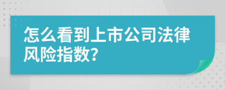 怎么看到上市公司法律风险指数？