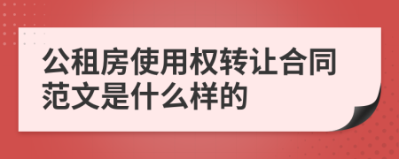 公租房使用权转让合同范文是什么样的