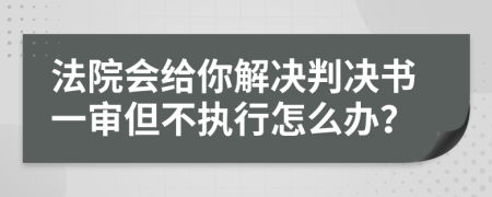 法院会给你解决判决书一审但不执行怎么办？