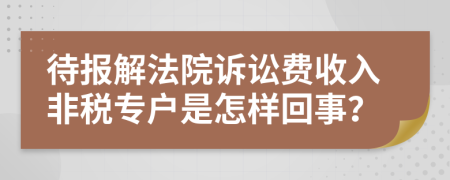 待报解法院诉讼费收入非税专户是怎样回事？